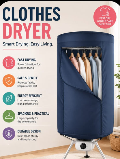 Smart Portable Clothes Dryer Bag | Foldable Electric Garment Drying Cabinet | Fast Drying | Warm Air Sterilization | Energy-Saving Travel & Home Dryer